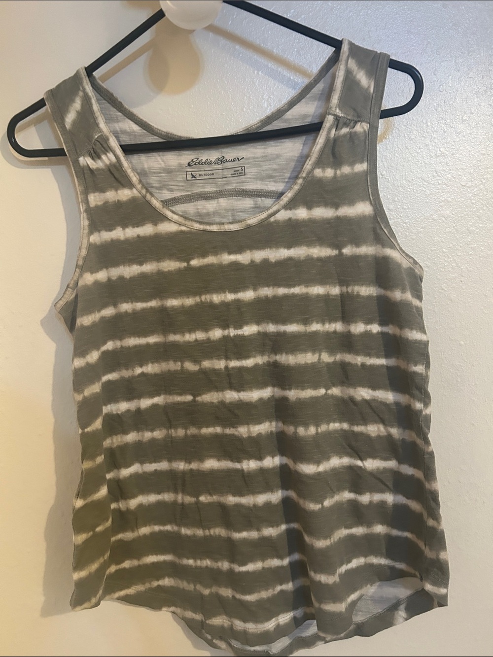 Eddie Bauer Olive Green & White Striped Tank